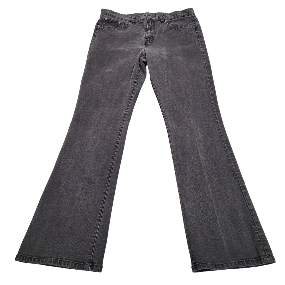 Lauren Ralph Lauren Classic Bootcut Jeans Womens 12 Black Faded Denim‎ Stretch
